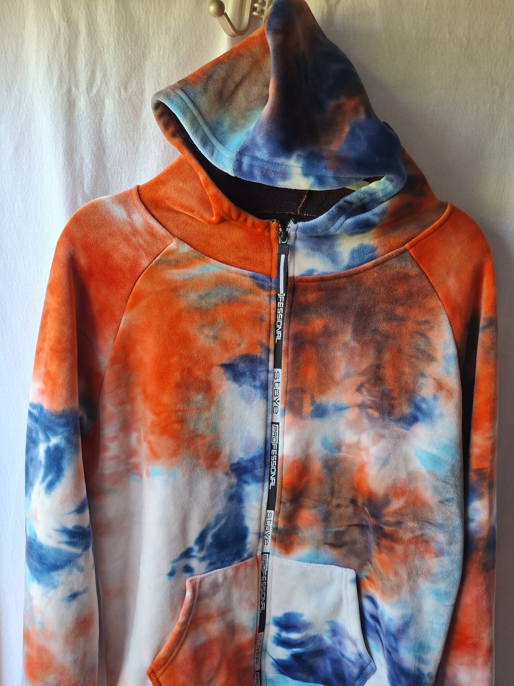 Tie-Dye Zip-Up Hoodie - Orange & Blue